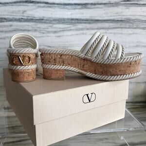VALENTINO GARAVANI VLogo Summerblocks leather platform mules SZ 37